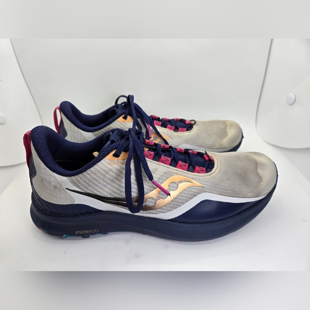 Saucony Peregrine 12 Shoes Women's 8.5 Gray Blue Trail Running Athletic Sneakers
